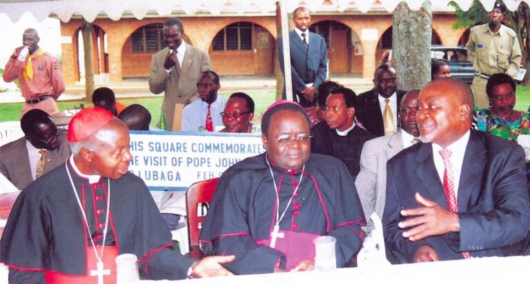This was the moment, in 2007, when SAAFU was officially launched by Vice President, Prof Gilbert B. Bukenya (third from left) Cardinal Wamala (first from left), flanks Archbishop Kizito Lwanga